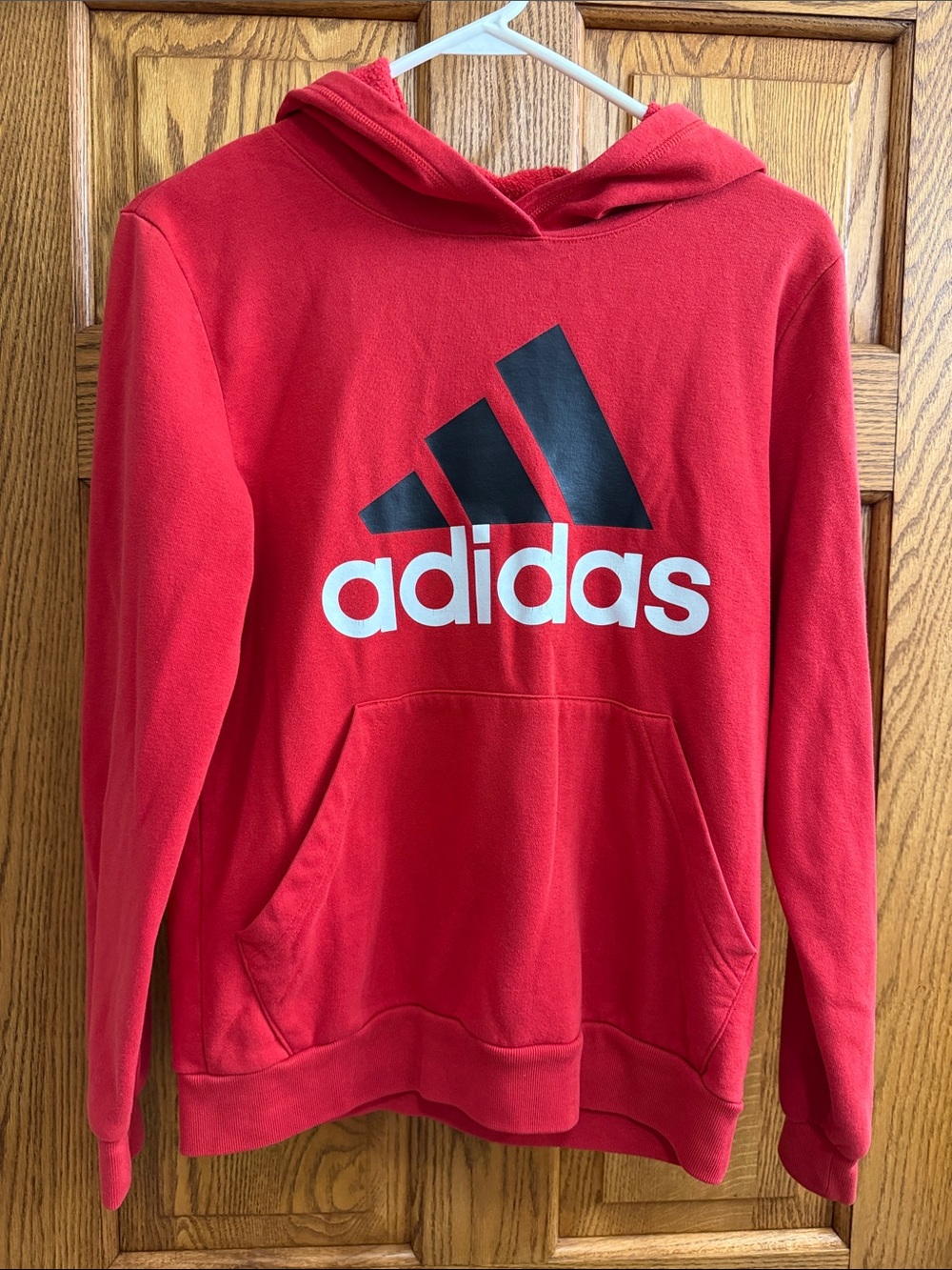 adidas Red Crewneck Hoodie with Black & White Logo